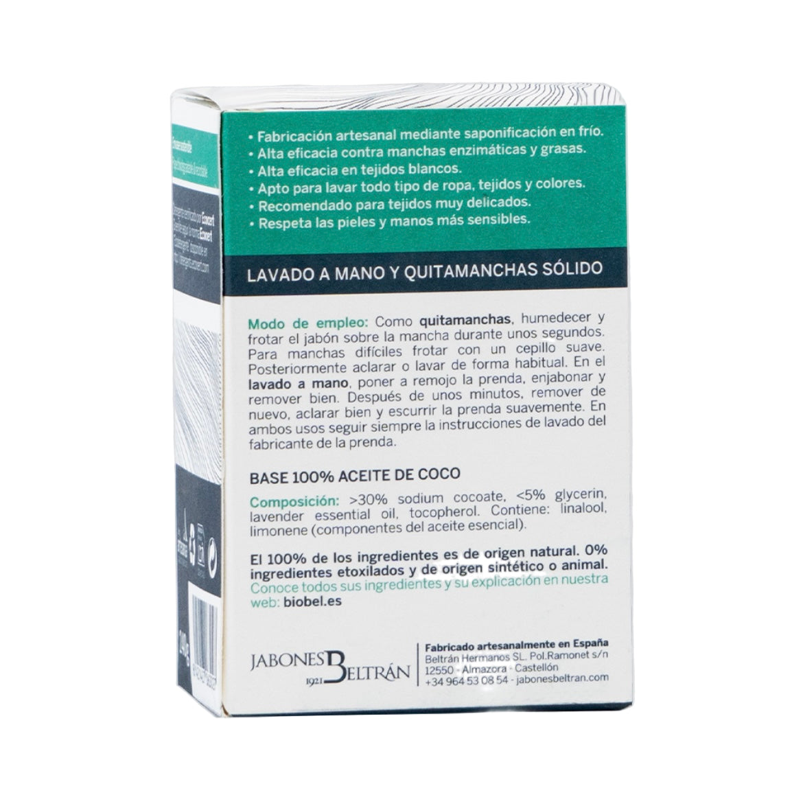 Jabón de coco para prendas y pieles delicadas