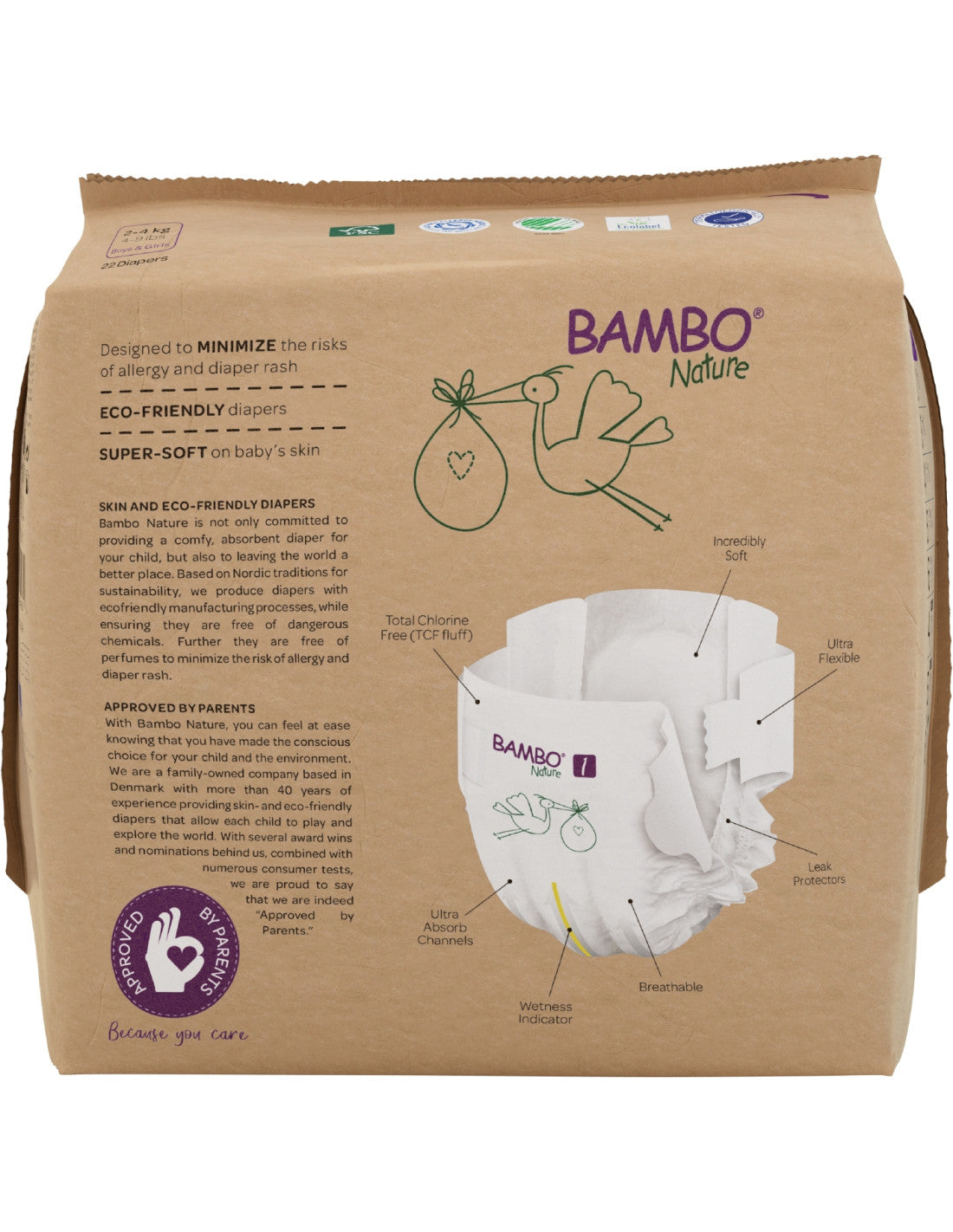 Pañales ecológicos para bebé – Bambo Nature- Talla 1- 22 unidades